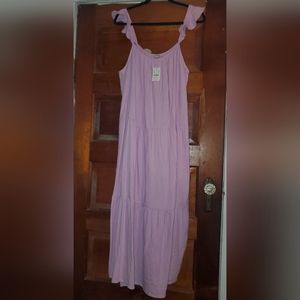 J Crew Ruffle Sleeve Gauze Smoky Lilac Maxi Dress